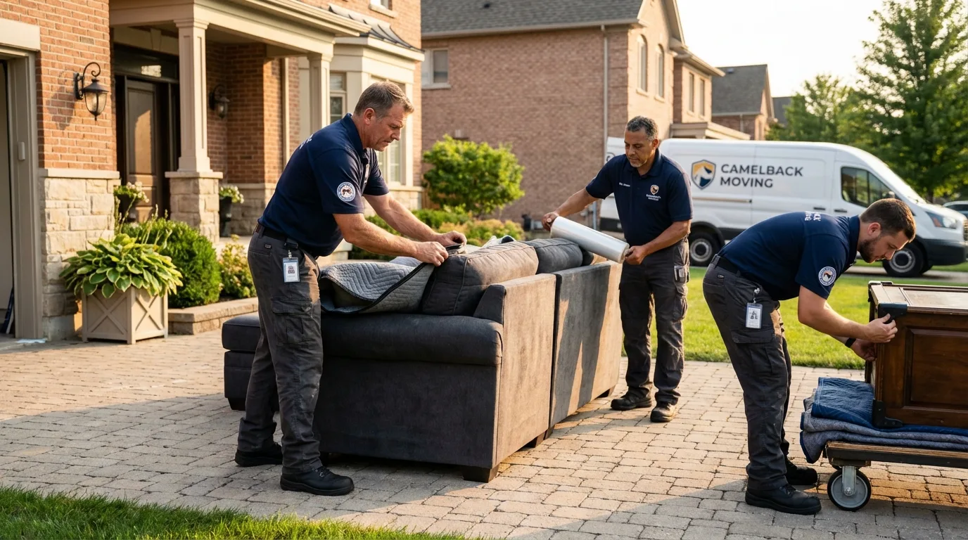 Large estate moving crew wrapping furniture in Frederic, WI